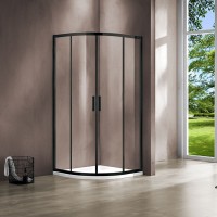 Душевой уголок Vincea Garda VSQ-1G900CLB, 90 x 90 см, четверть круга, дверь раздвижная, стекло прозрачное, черный