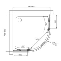 Душевой уголок Vincea Alpha VSQ-3AL 80 x 80 см четверть круга, дверь раздвижная, стекло прозрачное, хром, VSQ-3AL800CL