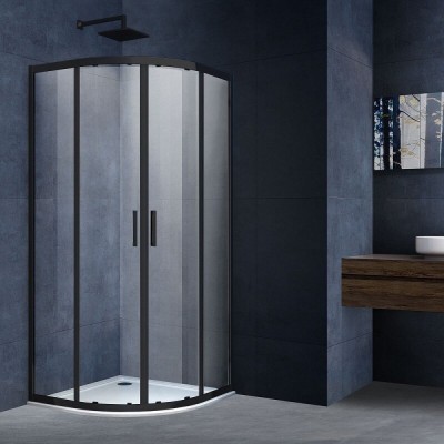 Душевой уголок Vincea Alpha, 90 x 90 x 190 см, четверть круга, стекло прозрачное, профиль черный, VSQ-3AL900CLB