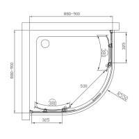 Душевой уголок Vincea Alpha VSQ-3AL 90 x 90 см четверть круга, дверь раздвижная, стекло текстурное, хром, VSQ-3AL900MT