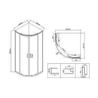 Душевой уголок Vincea City, 80 x 80 см, стекло текстурное, профиль хром, VSQ-5CT800MT