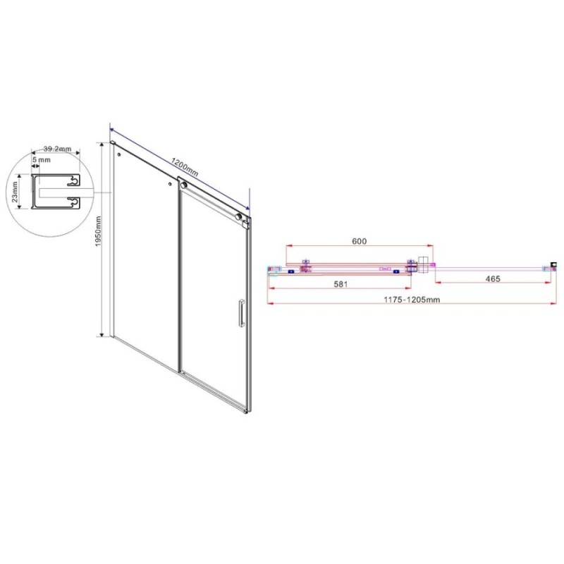 Душевой уголок Vincea Como VSR-1C9012CLB, 120 x 90 см, прямоугольный, дверь раздвижная, стекло прозрачное, черный