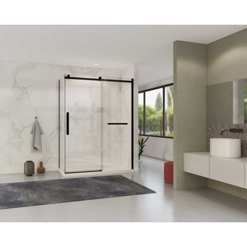Душевой уголок Vincea Como Soft, 140 x 100 см, стекло прозрачное, профиль черный, VSR-1CS1014CLB