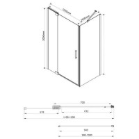 Душевой уголок Vincea Extra VSR-1E 110/120 x 100 см, стекло прозрачное, профиль хром, VSR-1E111210CL