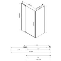 Душевой уголок Vincea Extra VSR-1E 80/90 x 100 см, стекло прозрачное, профиль хром, VSR-1E809010CL