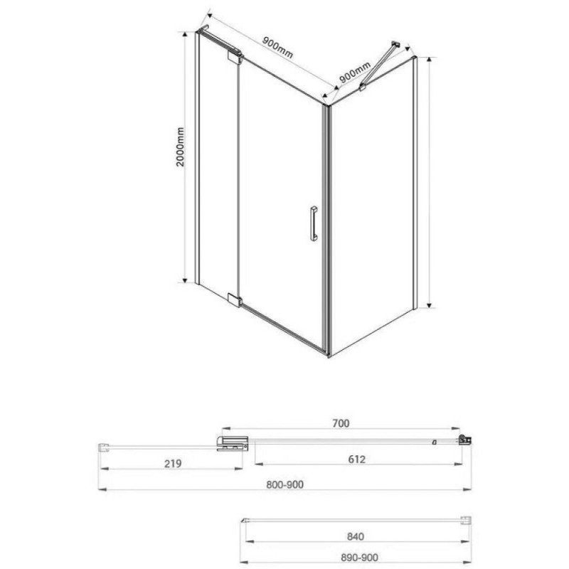 Душевой уголок Vincea Extra VSR-1E 80/90 x 90 см, стекло прозрачное, профиль хром, VSR-1E809090CL