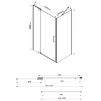 Душевой уголок Vincea Extra VSR-1E 90/100 x 100 см, стекло прозрачное, профиль хром, VSR-1E901010CL