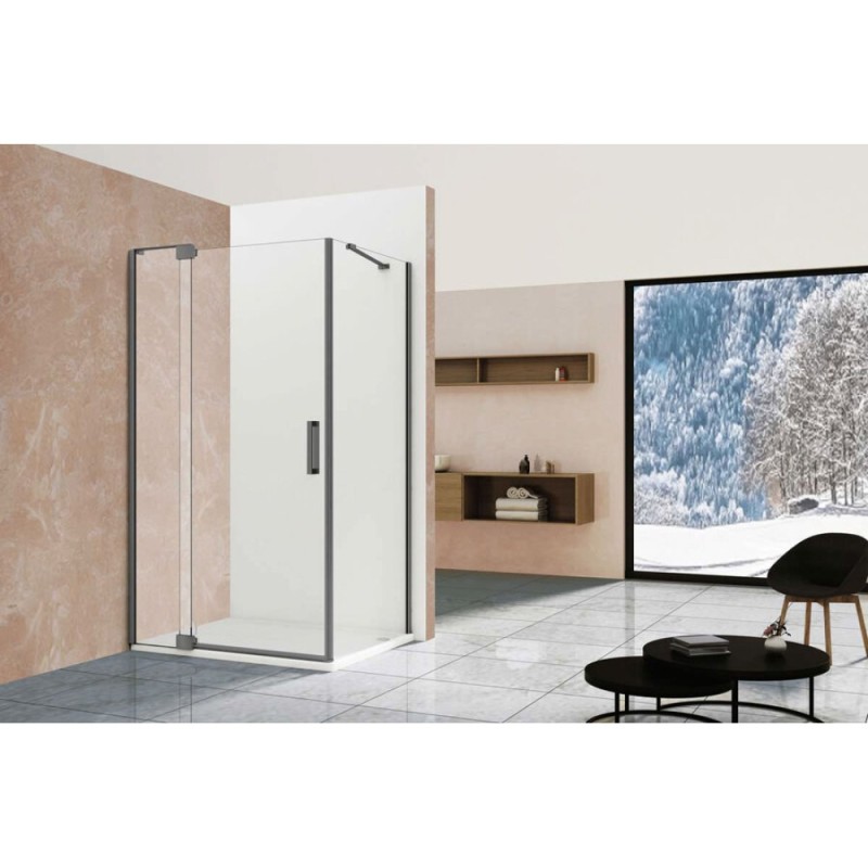 Душевой уголок Vincea Extra, 90/100 x 90 см, стекло прозрачное, профиль воронёная сталь, gunmetal, VSR-1E901090CLGM