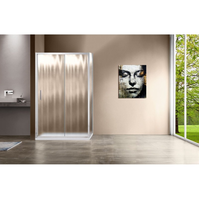 Душевой уголок Vincea Garda VSR-1G1012CH, 120 x 100 см, прямоугольный, дверь раздвижная, стекло шиншилла, хром