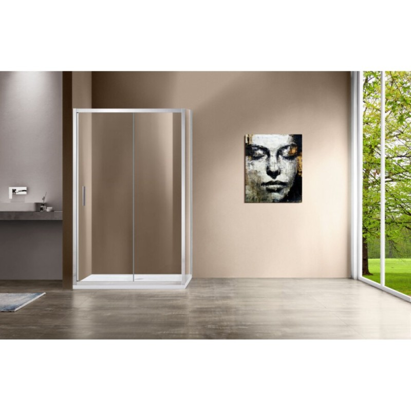Душевой уголок Vincea Garda VSR-1G1012CL, 120 x 100 см, прямоугольный, дверь раздвижная, стекло прозрачное, хром