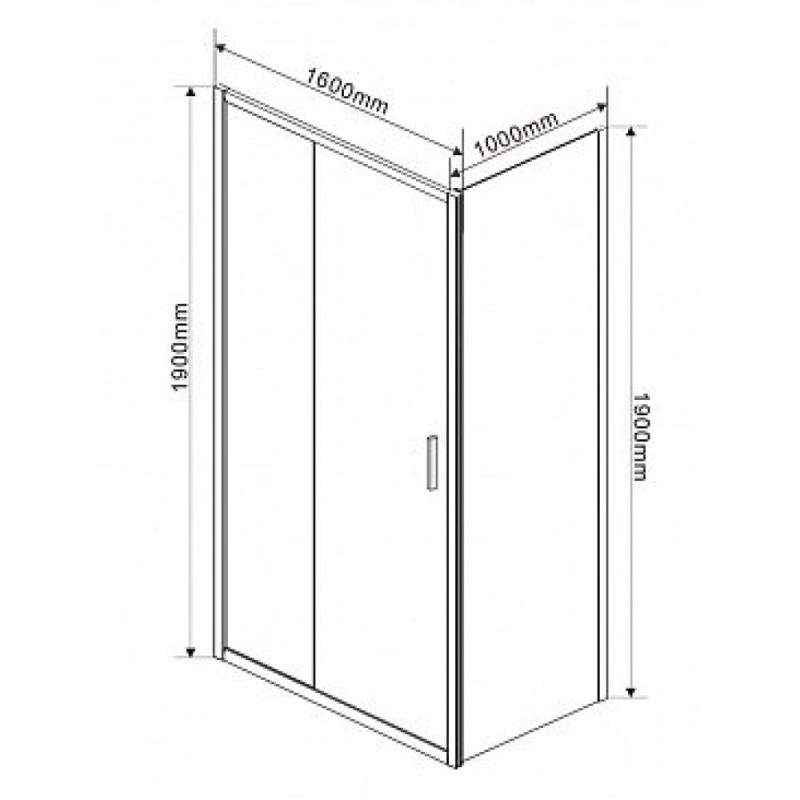 Душевой уголок Vincea Garda VSR-1G1 160 x 100 см прямоугольный, дверь раздвижная, стекло шиншилла, хром, VSR-1G1016CH