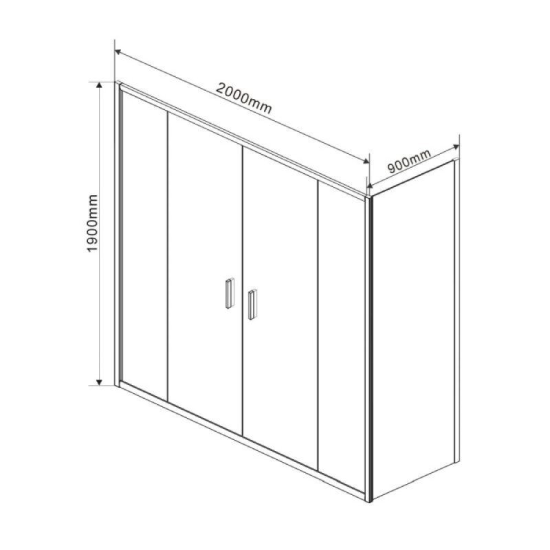 Душевой уголок Vincea Garda VSR-1G2 200 x 90 см прямоугольный, дверь раздвижная, стекло шиншилла, хром, VSR-1G29020CH