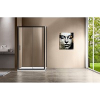Душевой уголок Vincea Garda VSR-1G1 140 x 80 см прямоугольный, дверь раздвижная, стекло прозрачное, черный, VSR-1G8014CLB