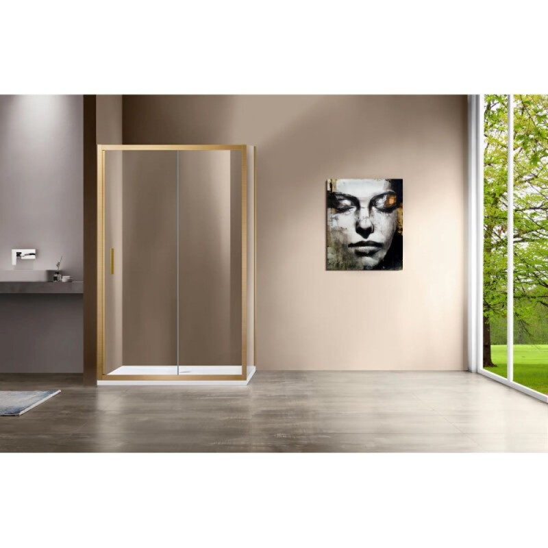 Душевой уголок Vincea Garda VSR-1G8014CLG, 140 x 80 см, стекло прозрачное, профиль брашированное золото