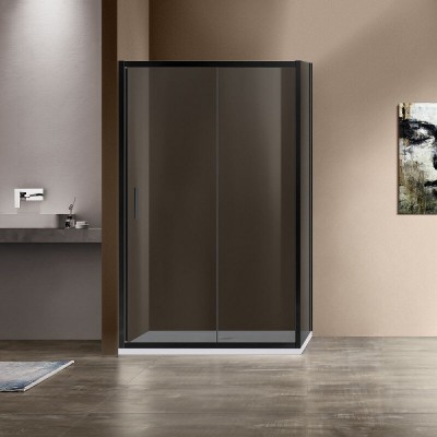 Душевой уголок Vincea Garda 120 x 90 см, стекло тонированное, профиль черный, VSR-1G9012CGB