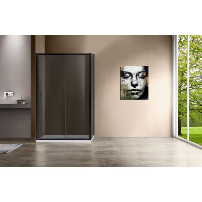 Душевой уголок Vincea Garda 120 x 90 см, стекло тонированное, профиль черный, VSR-1G9012CGB