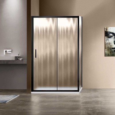 Душевой уголок Vincea Garda 120 x 90 см, прямоугольный, дверь раздвижная, стекло шиншилла, профиль черный, VSR-1G9012CHB