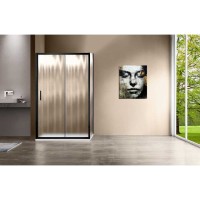 Душевой уголок Vincea Garda 120 x 90 см, прямоугольный, дверь раздвижная, стекло шиншилла, профиль черный, VSR-1G9012CHB