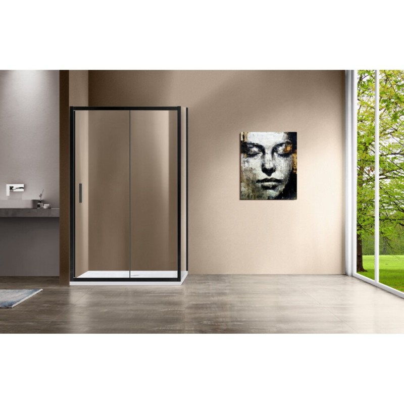 Душевой уголок Vincea Garda VSR-1G9012CLB, 120 x 90 см, прямоугольный, дверь раздвижная, стекло прозрачное, черный