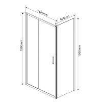 Душевой уголок Vincea Garda VSR-1G1 140 x 90 см прямоугольный, дверь раздвижная, стекло прозрачное, черный, VSR-1G9014CLB