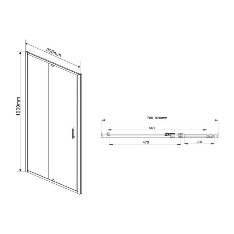 Душевой уголок Vincea Intra VSR-1I809080CL, 80/90 x 80 см, прямоугольный, дверь распашная, стекло прозрачное, хром