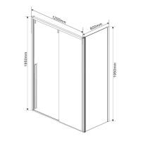 Душевой уголок Vincea Lugano VSR-1L-1 120 x 100 см прямоугольный, дверь раздвижная, стекло прозрачное, черный, VSR-1L1012CLB-1