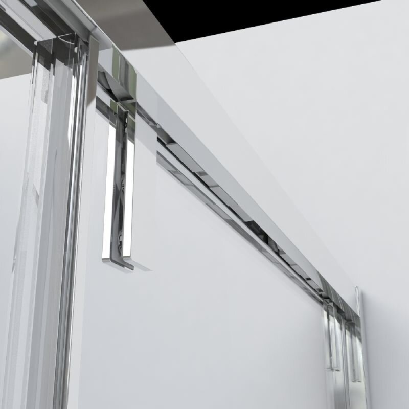 Душевой уголок Vincea Lugano 140 x 100 см, прямоугольный, дверь раздвижная, стекло прозрачное, профиль черный, VSR-1L1014CLB-1