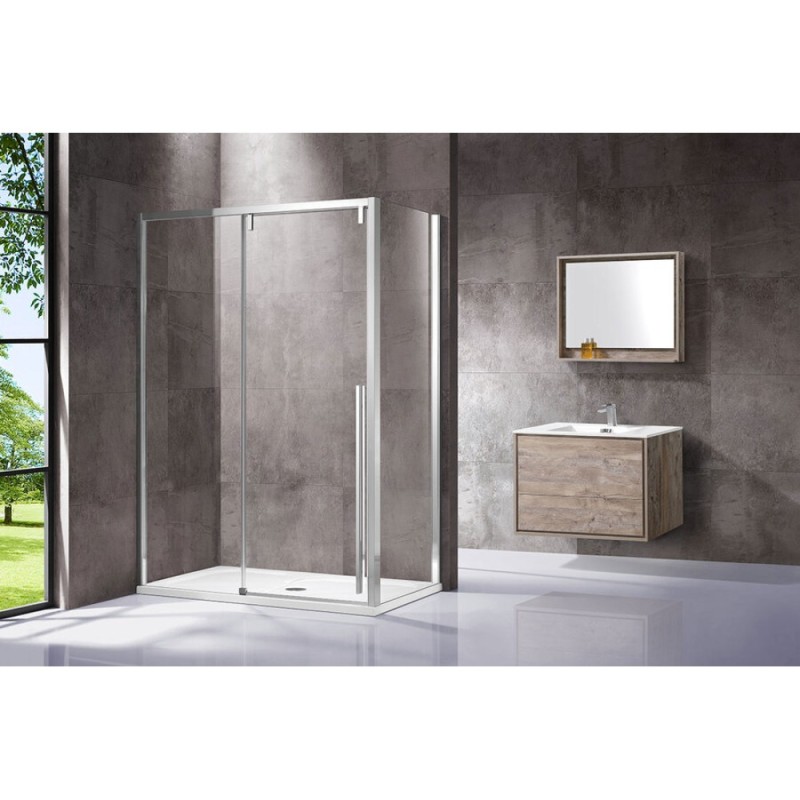 Душевой уголок Vincea Lugano VSR-1L8014CL-1, 140 x 80 см, прямоугольный, дверь раздвижная, стекло прозрачное, хром
