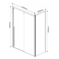 Душевой уголок Vincea Lugano VSR-1L-1 140 x 80 см прямоугольный, дверь раздвижная, стекло прозрачное, черный, VSR-1L8014CLB-1