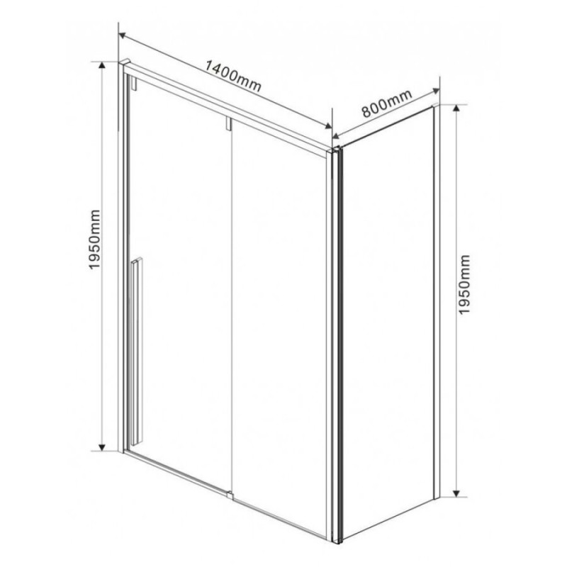 Душевой уголок Vincea Lugano VSR-1L-1 140 x 80 см прямоугольный, дверь раздвижная, стекло прозрачное, черный, VSR-1L8014CLB-1