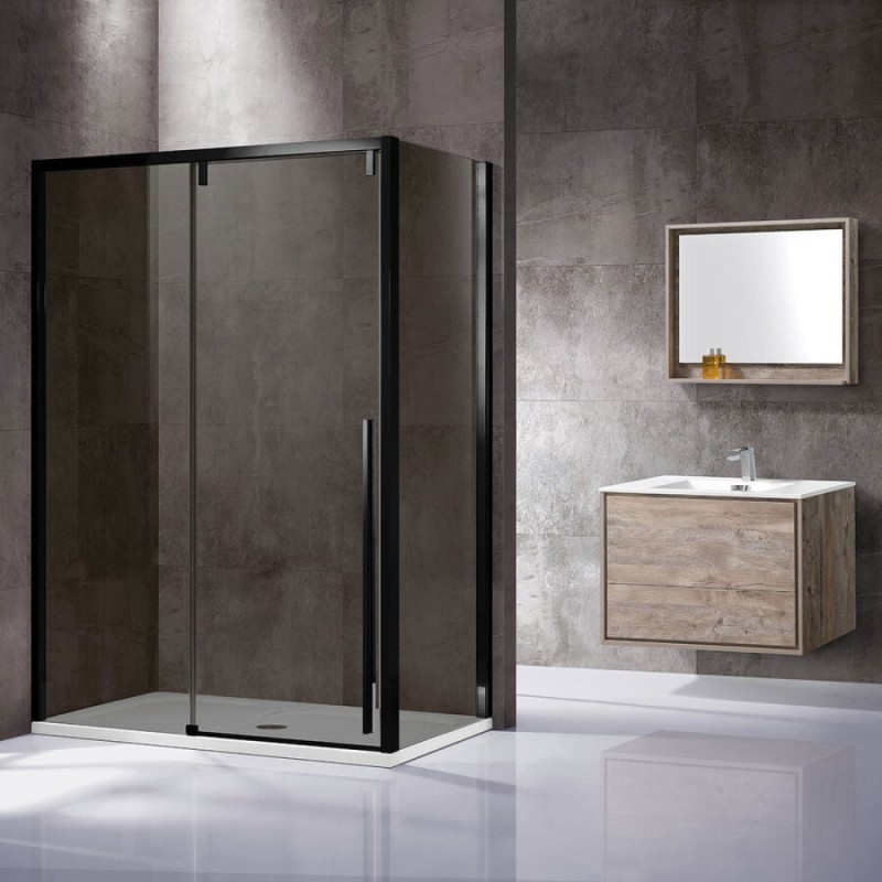 Душевой уголок Vincea Lugano VSR-1L-1 120 x 90 см прямоугольный, дверь раздвижная, стекло тонированное, черный, VSR-1L9012CGB-1