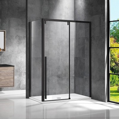 Душевой уголок Vincea Lugano 130 x 90 см, стекло прозрачное, профиль чёрный, VSR-1L9013CLB-1