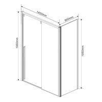 Душевой уголок Vincea Lugano VSR-1L-1 140 x 90 см прямоугольный, дверь раздвижная, стекло прозрачное, черный, VSR-1L9014CLB-1