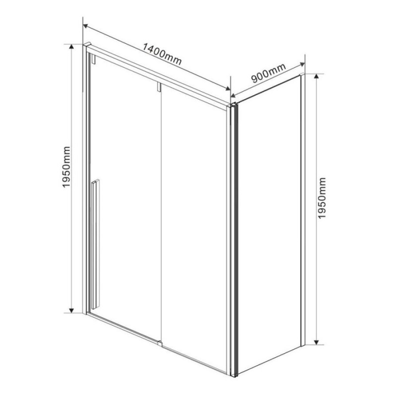 Душевой уголок Vincea Lugano VSR-1L-1 140 x 90 см прямоугольный, дверь раздвижная, стекло прозрачное, черный, VSR-1L9014CLB-1