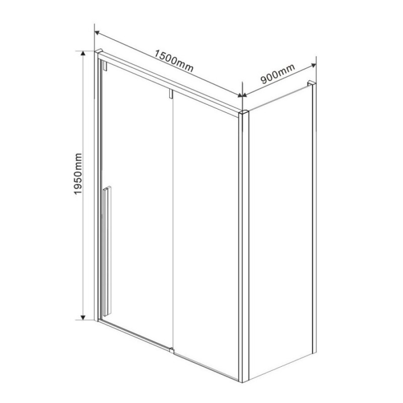 Душевой уголок Vincea Lugano VSR-1L-1 150 x 90 см прямоугольный, дверь раздвижная, стекло прозрачное, хром, VSR-1L9015CL-1
