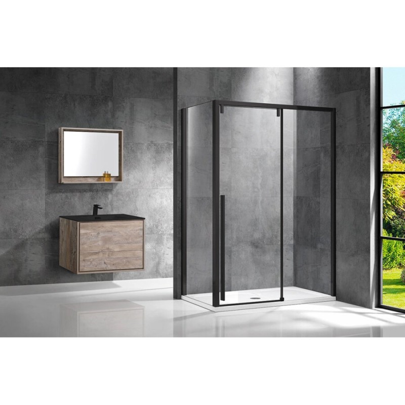 Душевой уголок Vincea Lugano, 150 x 90 см, стекло прозрачное, профиль черный, VSR-1L9015CLB-1