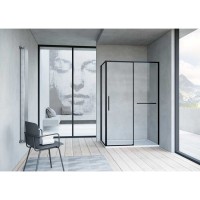 Душевой уголок Vincea Slim Soft, 150 x 100 см, стекло прозрачное, профиль черный, VSR-1SS1015CLB