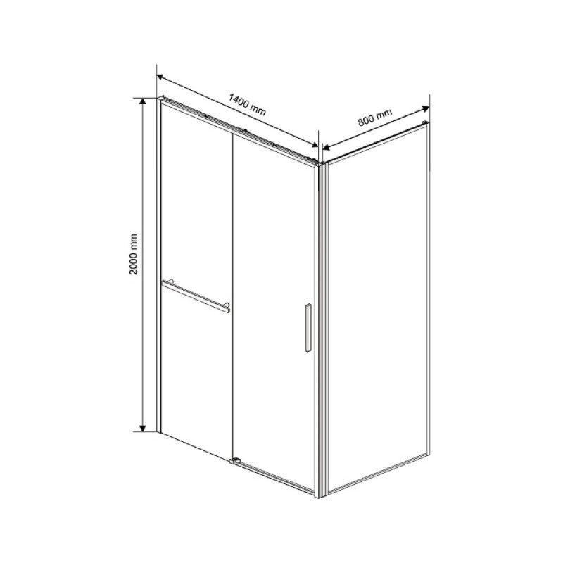 Душевой уголок Vincea Slim Soft, 140 x 80 x 200 см, прямоугольный, стекло прозрачное, профиль черный, VSR-1SS8014CLB