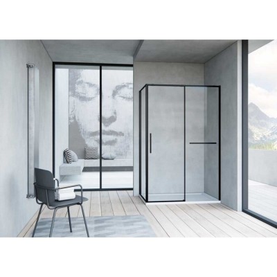 Душевой уголок Vincea Slim Soft, 100 x 90 x 200 см, прямоугольный, стекло прозрачное, профиль черный, VSR-1SS9010CLB