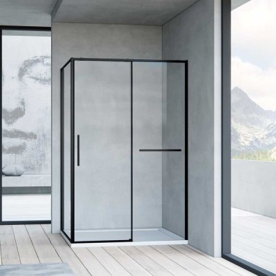Душевой уголок Vincea Slim Soft, 110 x 90 см, прямоугольный, дверь раздвижная, стекло прозрачное, черный, VSR-1SS9011CLB