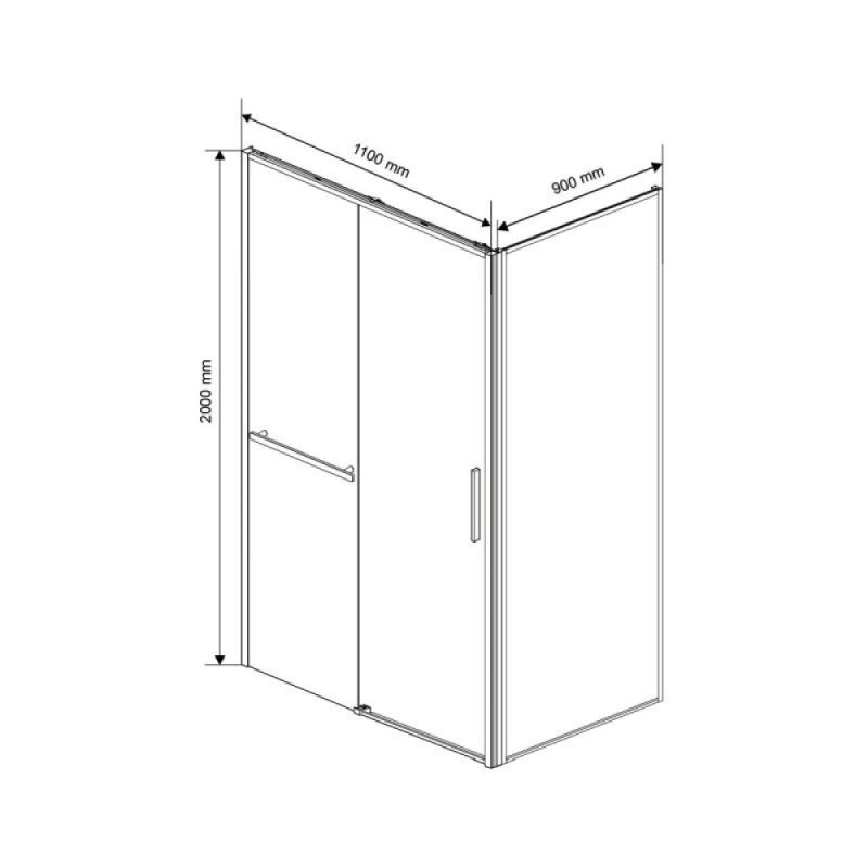 Душевой уголок Vincea Slim Soft, 110 x 90 см, прямоугольный, дверь раздвижная, стекло прозрачное, черный, VSR-1SS9011CLB