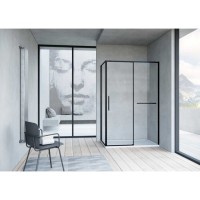 Душевой уголок Vincea Slim Soft, 120 x 90 см, прямоугольный, дверь раздвижная, стекло прозрачное, черный, VSR-1SS9012CLB