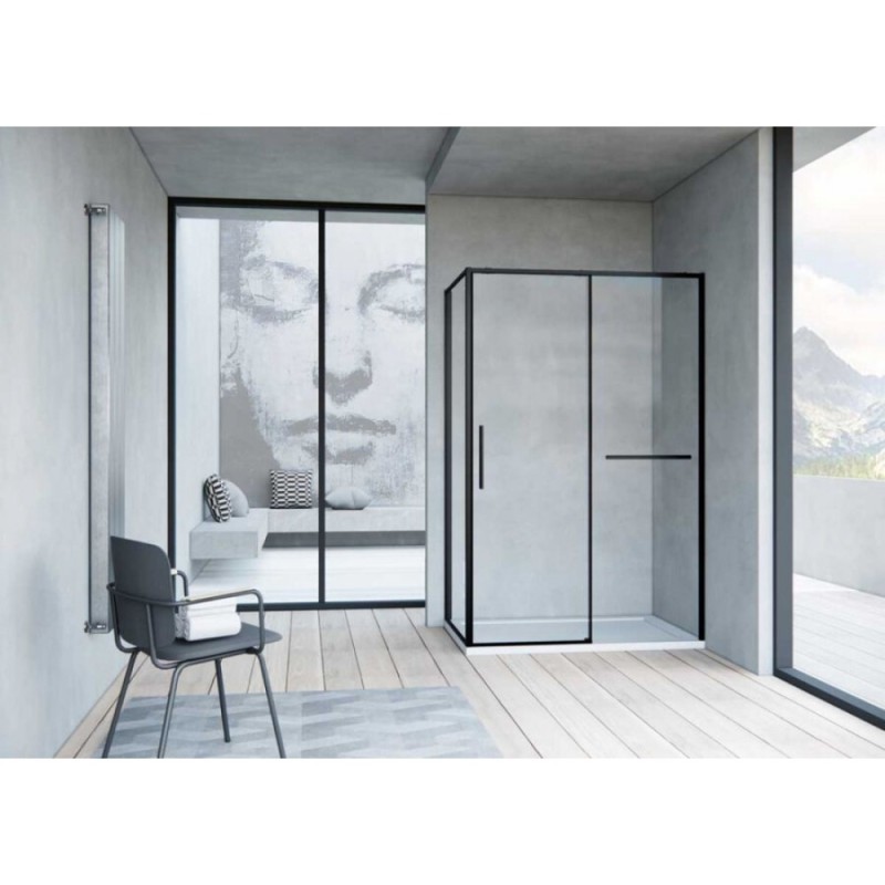 Душевой уголок Vincea Slim Soft, 120 x 90 см, прямоугольный, дверь раздвижная, стекло прозрачное, черный, VSR-1SS9012CLB