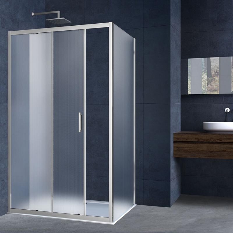 Душевой уголок Vincea Alpha, 130 x 80 см, прямоугольный, дверь раздвижная, стекло текстурное, профиль хром, VSR-3AL8013MT