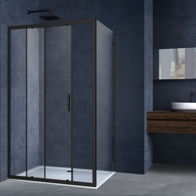 Душевой уголок Vincea Alpha VSR-3AL9011CLB, 110 x 90 см, стекло прозрачное, профиль черный
