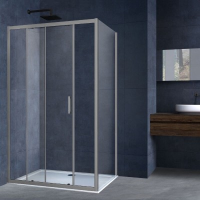 Душевой уголок Vincea Alpha VSR-3AL9014CLGM, 140 x 90 см, стекло прозрачное, профиль вороненая сталь, gunmetal