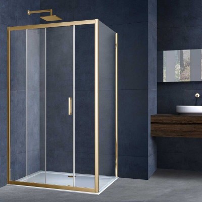 Душевой уголок Vincea Alpha 150 x 90 см, стекло прозрачное, профиль золото брашированное, VSR-3AL9015CLG