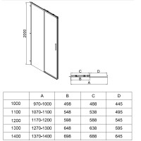 Душевой уголок Vincea Soft VSR-3SO28010CLB, 100 x 80 см, прямоугольный, дверь раздвижная, стекло прозрачное, профиль черный