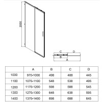 Душевой уголок Vincea Soft VSR-3SO29011CLB, 110 x 90 см, прямоугольный, дверь раздвижная, стекло прозрачное, профиль черный