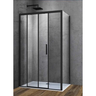 Душевой уголок Vincea Soft VSR-3SO 120 x 90 см прямоугольный, дверь раздвижная, стекло прозрачное, черный, VSR-3SO9012CLB